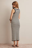 Forte Striped Crochet Knit Midi Dress FWD0001