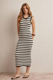 Forte Striped Crochet Knit Midi Dress FWD0001
