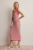 Forte Striped Crochet Knit Midi Dress FWD0001