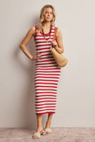 Forte Striped Crochet Knit Midi Dress FWD0001