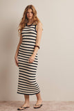 Forte Striped Crochet Knit Midi Dress FWD0001