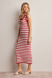 Forte Striped Crochet Knit Midi Dress FWD0001