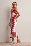 Forte Striped Crochet Knit Midi Dress FWD0001