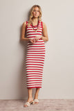 Forte Striped Crochet Knit Midi Dress FWD0001