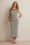Forte Striped Crochet Knit Midi Dress FWD0001