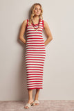 Forte Striped Crochet Knit Midi Dress FWD0001
