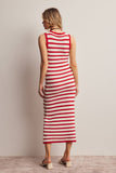 Forte Striped Crochet Knit Midi Dress FWD0001