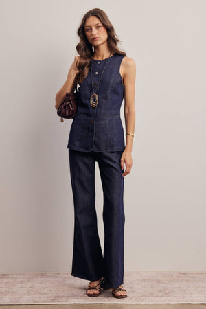 Forte Tailored Denim Vest & Flare Pant Set FSET003