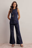 Forte Tailored Denim Vest & Flare Pant Set FSET003