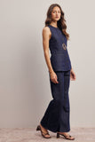 Forte Tailored Denim Vest & Flare Pant Set FSET003