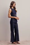 Forte Tailored Denim Vest & Flare Pant Set FSET003