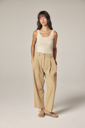 Textured Pleated Pants