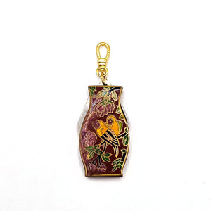 Unusual Antique Cloisonné Enameled Birds & Blooms Knife Charm