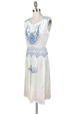 Vintage 1920's Style Embroidered French Peasant Dress - Blue