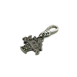 Vintage 1930's Sterling Silver Marcasite Basket of Flowers Charm