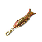 Vintage 1970's Hand-Painted 14k Gold Plated Articulated Lucky Fish Charm