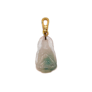 Vintage Hand-Carved Pale Jade Buddha Charm