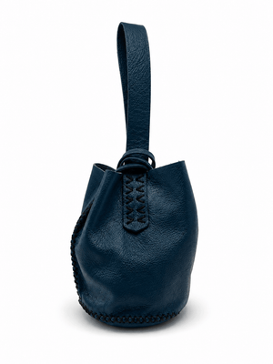 Volta Atelier blue leather wristlet bag