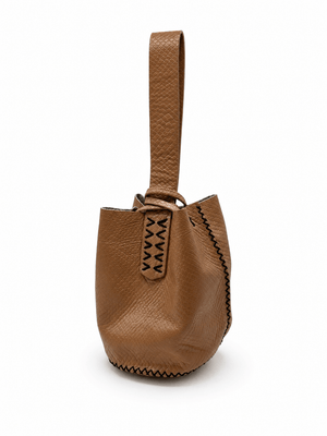 Volta Atelier Camel Snake-Embossed Leather Wristlet Bag