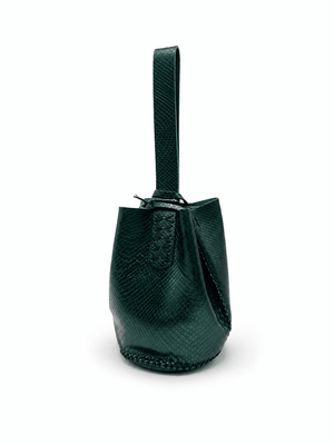 Volta Atelier Forest Green Snake-Embossed Leather Wristlet Bag