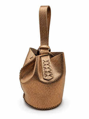 Volta Atelier Gold Lizard-Embossed Leather Bag