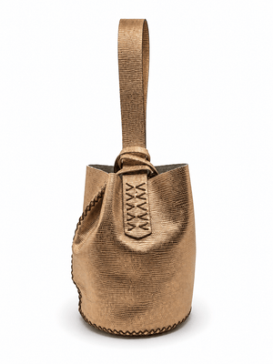 Volta Atelier Gold Lizard-Embossed Leather Bag