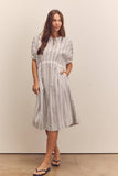 Waist shirring midi dress