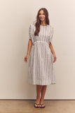 Waist shirring midi dress