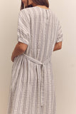 Waist shirring midi dress