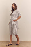Waist shirring midi dress