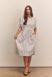 Waist shirring midi dress