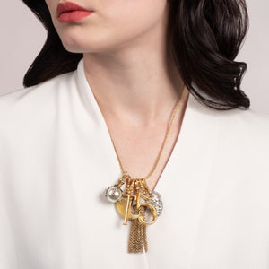 Nina Crystal Heart Lock Charm - Silver/Crystal