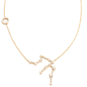 Zodiacs 14K & Diamond Aquarius + Air Necklace
