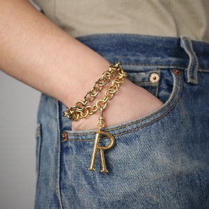 Plaza Round Link Bracelet - Worn Gold