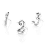 Code Number Stud Earring Sterling Silver - 4, 6, 9 In-Stock