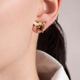 Pearly Citrine Glass Bee Stud Earring