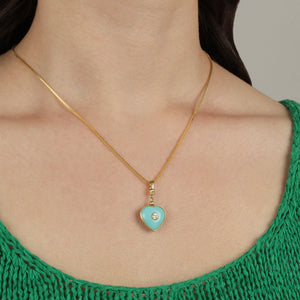 Frost Fine Hand-Carved Turquoise & Diamond or White Sapphire Candy Heart Charm