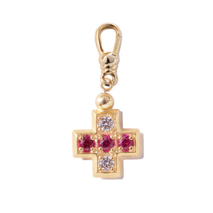 Frost Fine White Sapphire & Ruby Toi Et Moi Charm
