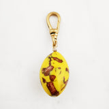 Vintage Czech Glass Gold Metallic and Vibrant Yellow Ulla Charm