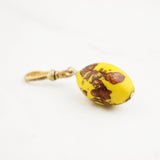 Vintage Czech Glass Gold Metallic and Vibrant Yellow Ulla Charm