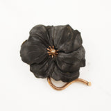 Antique Hand-Carved Black Jet Blossom Pearl Pin