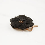 Antique Hand-Carved Black Jet Blossom Pearl Pin