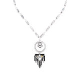 Art Deco Glasss Cabochon Opalescent Silver Necklace