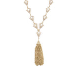 Granada Crystal Shimmer Triangle Element Long Tassel Necklace