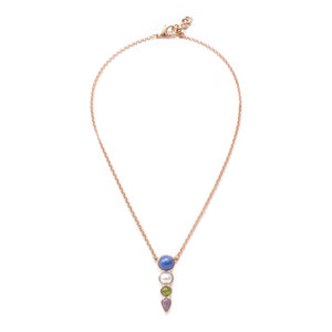 Eartha Colorful Glass Multi Cabochon Stone Pendant Necklace