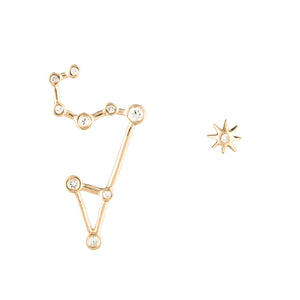 Zodiacs 14K & Diamond Leo + Fire Stud Set