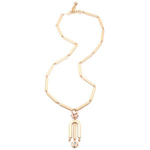 Boboli Cabochon Pearl Gold-Plated Brass Pendant Necklace