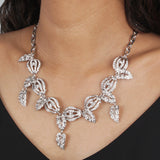 Crystal Bud and Leaves Necklace