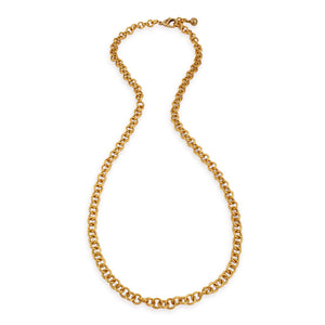 Plaza Round Link Chain Necklace- Worn Gold