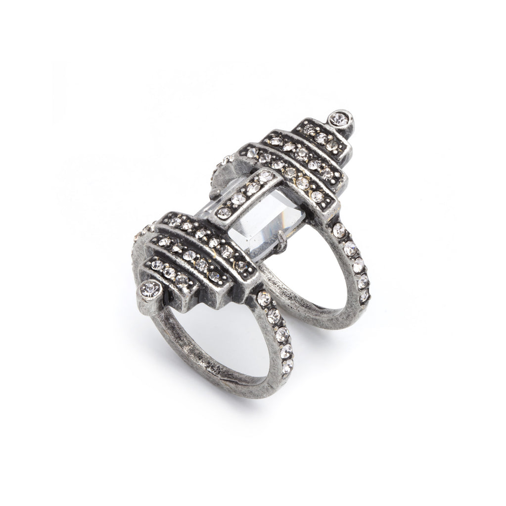 Art Deco Glass Crystal Sybil Ring